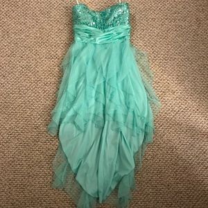 Deb Teal Prom High Low Dress